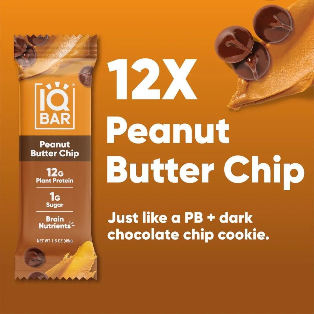 image:imageIQBAR Brain and Body Keto Protein Bars Peanut Butter Chip Keto 4 Count Energy Low Carb Protein High Fiber Vegan and Low Sugar Meal Replacement Vegan Snack