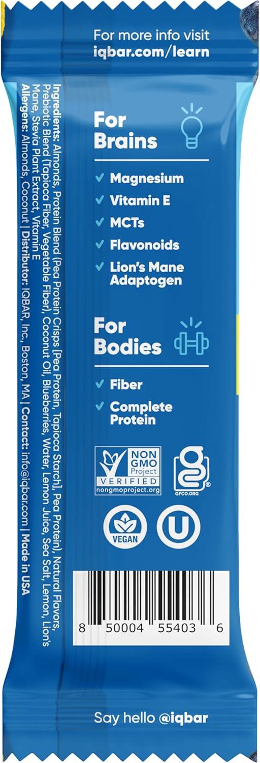 image:imageIQBAR Brain and Body Protein Bars Chocolate Sea Salt Keto Bars 4 Count Energy Bars Vegan SnackLemon Blueberry