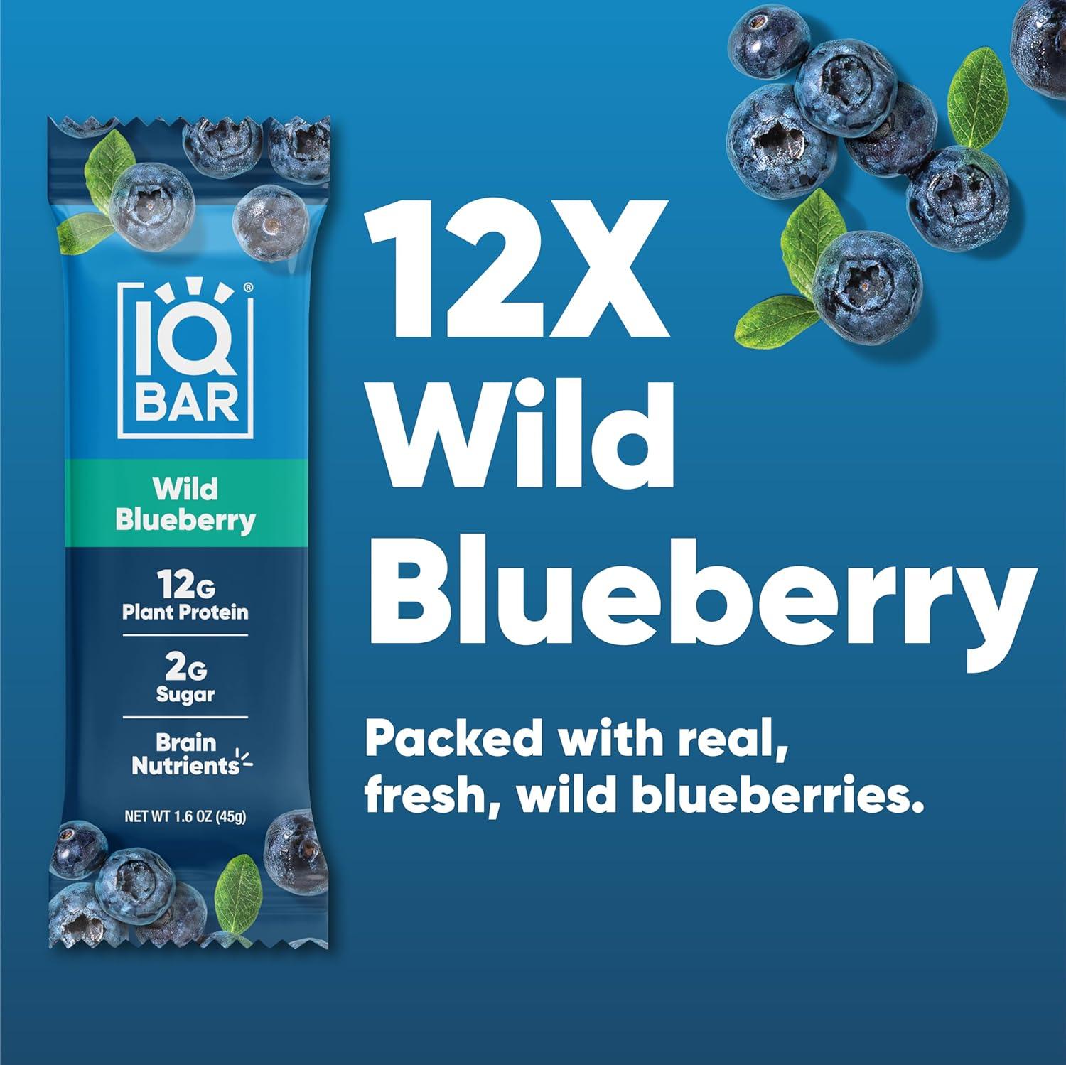 image:imageIQBAR Clean Plant Protein Bars Chocolate Mint Chip 12 Count Keto Vegan High Fiber Gluten and Dairy Free Low Sugar Snack Brain and Body Nutrients for Focus Energy Meal ReplacementWild Blueberry
