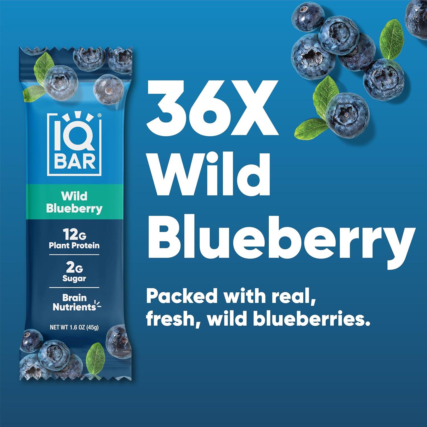 image:imageIQBAR Clean Plant Protein Bars Chocolate Mint Chip 12 Count Keto Vegan High Fiber Gluten and Dairy Free Low Sugar Snack Brain and Body Nutrients for Focus Energy Meal ReplacementWild Blueberry