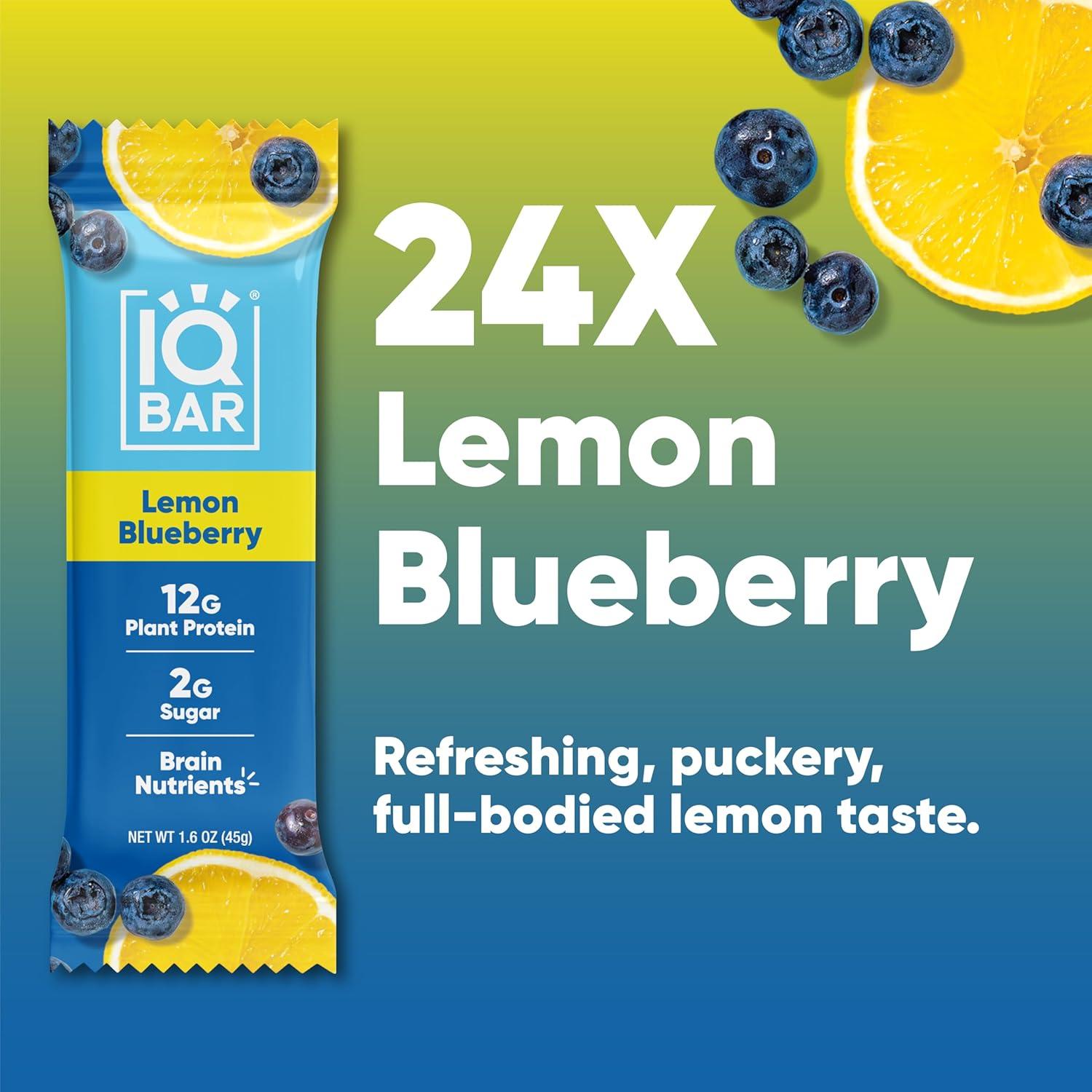 image:imageIQBAR Clean Plant Protein Bars Chocolate Mint Chip 12 Count Keto Vegan High Fiber Gluten and Dairy Free Low Sugar Snack Brain and Body Nutrients for Focus Energy Meal ReplacementLemon Blueberry