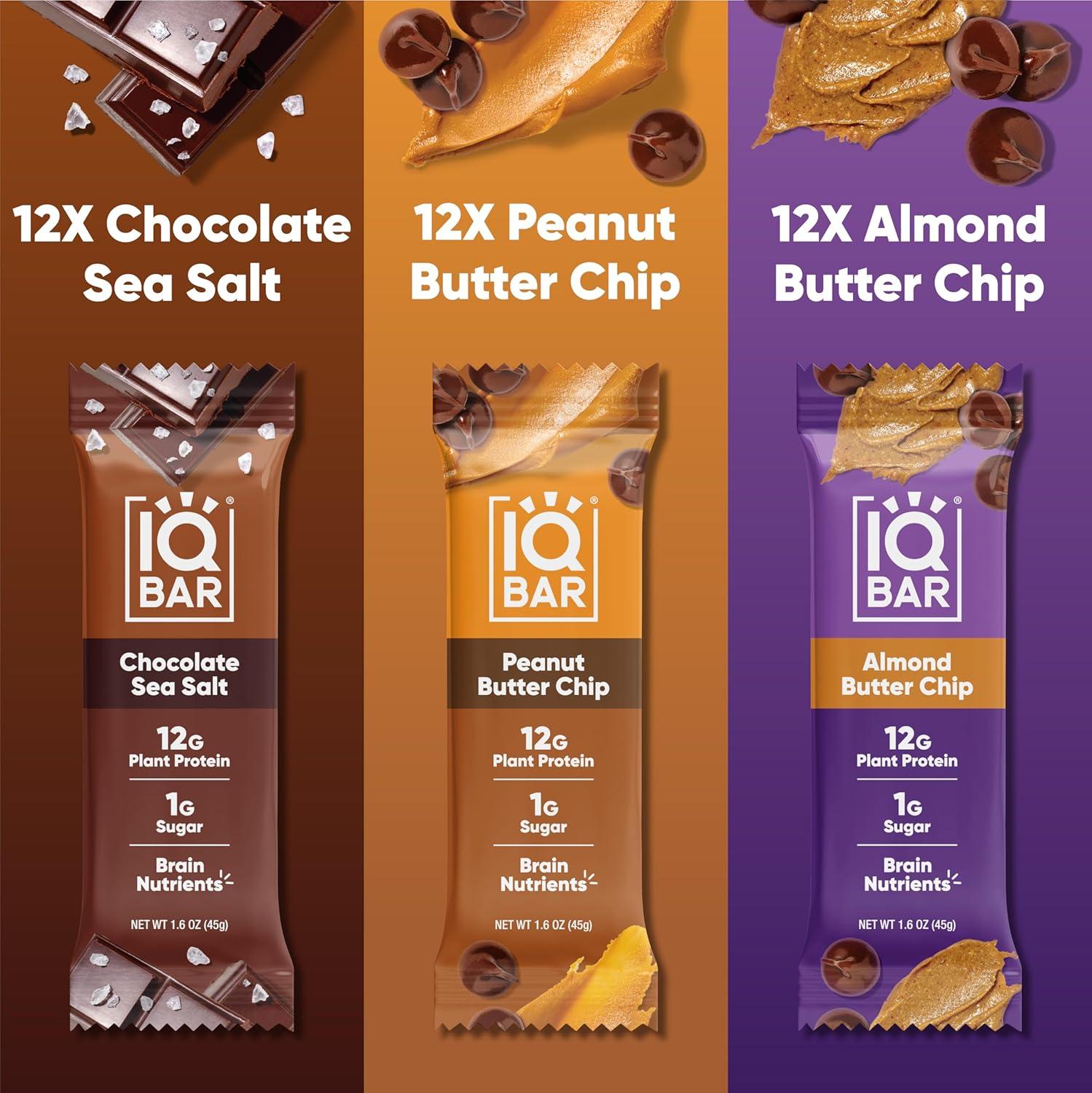 image:imageIQBAR Clean Plant Protein Bars Chocolate Mint Chip 12 Count Keto Vegan High Fiber Gluten and Dairy Free Low Sugar Snack Brain and Body Nutrients for Focus Energy Meal ReplacementChocolate Lovers Variety