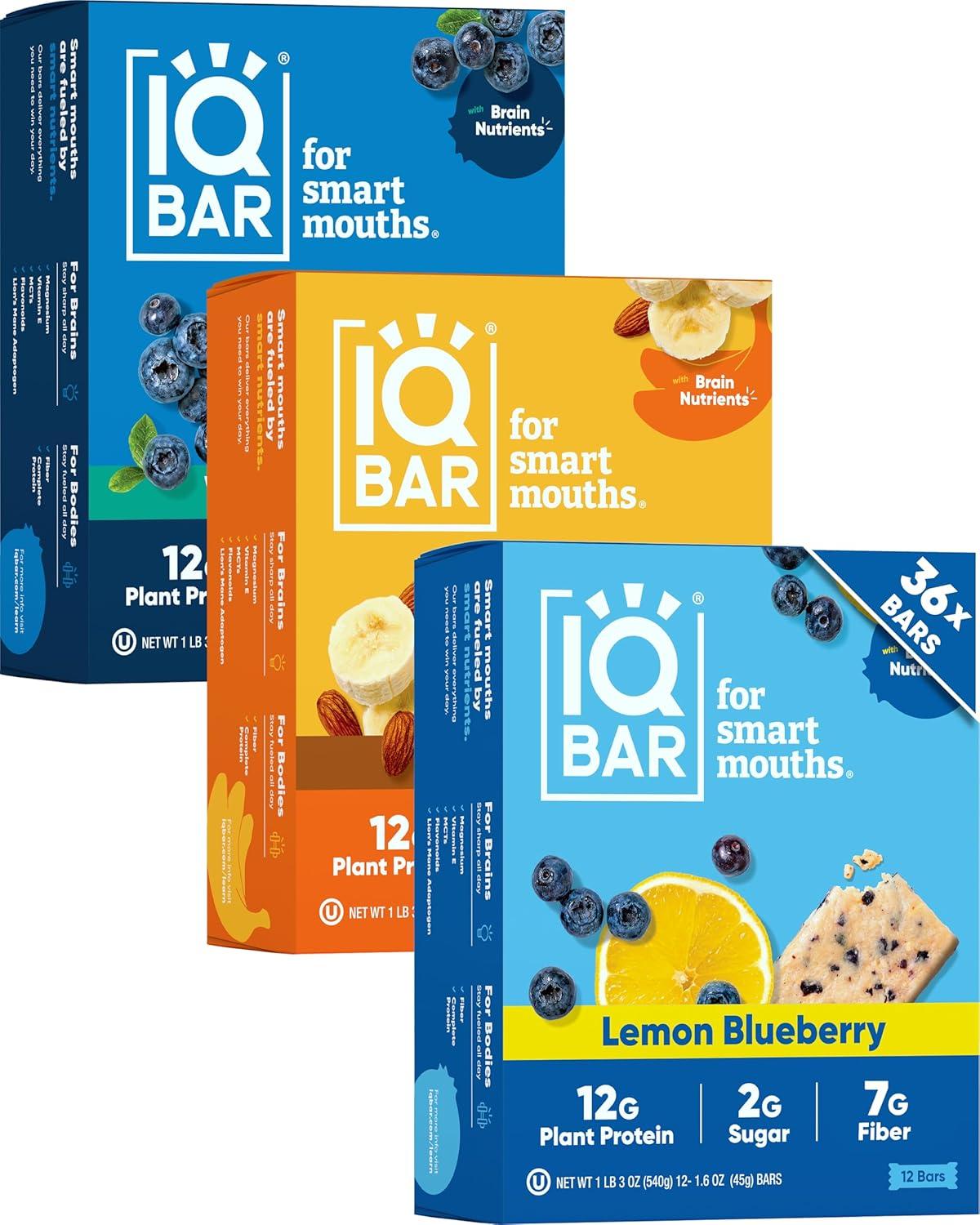 image:imageIQBAR Clean Plant Protein Bars Chocolate Mint Chip 12 Count Keto Vegan High Fiber Gluten and Dairy Free Low Sugar Snack Brain and Body Nutrients for Focus Energy Meal ReplacementFruit Lovers Variety