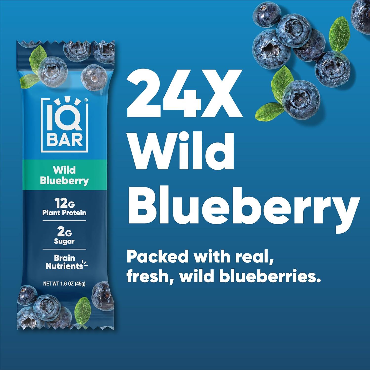 image:imageIQBAR Clean Plant Protein Bars Chocolate Mint Chip 12 Count Keto Vegan High Fiber Gluten and Dairy Free Low Sugar Snack Brain and Body Nutrients for Focus Energy Meal ReplacementWild Blueberry