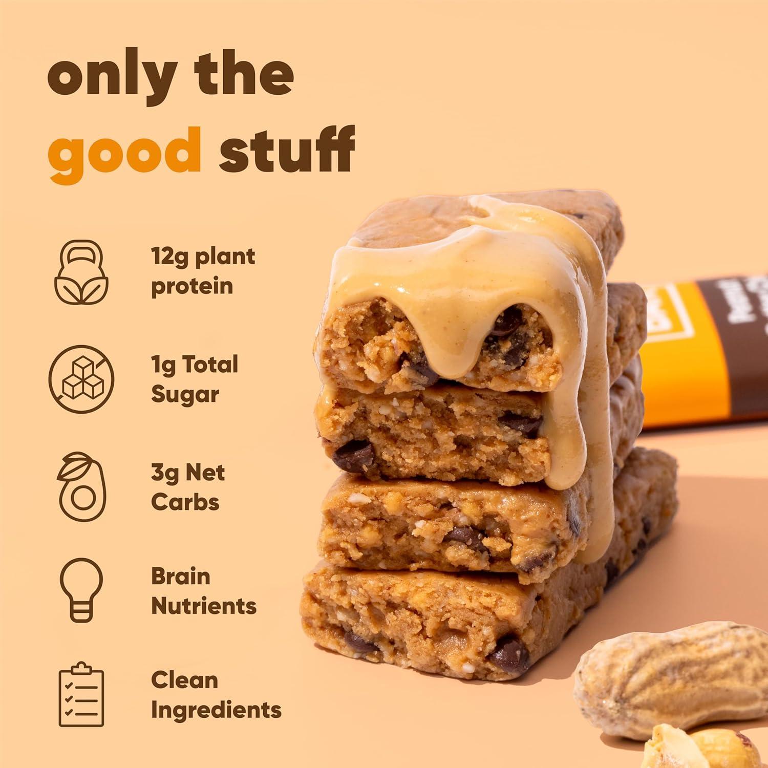 image:imageIQBAR Clean Plant Protein Bars Chocolate Mint Chip 12 Count Keto Vegan High Fiber Gluten and Dairy Free Low Sugar Snack Brain and Body Nutrients for Focus Energy Meal ReplacementPeanut Butter Chip