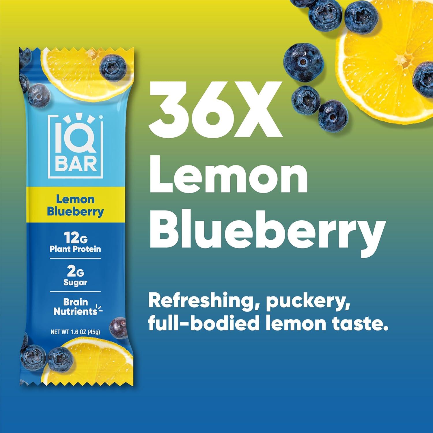 image:imageIQBAR Clean Plant Protein Bars Chocolate Mint Chip 12 Count Keto Vegan High Fiber Gluten and Dairy Free Low Sugar Snack Brain and Body Nutrients for Focus Energy Meal ReplacementLemon Blueberry