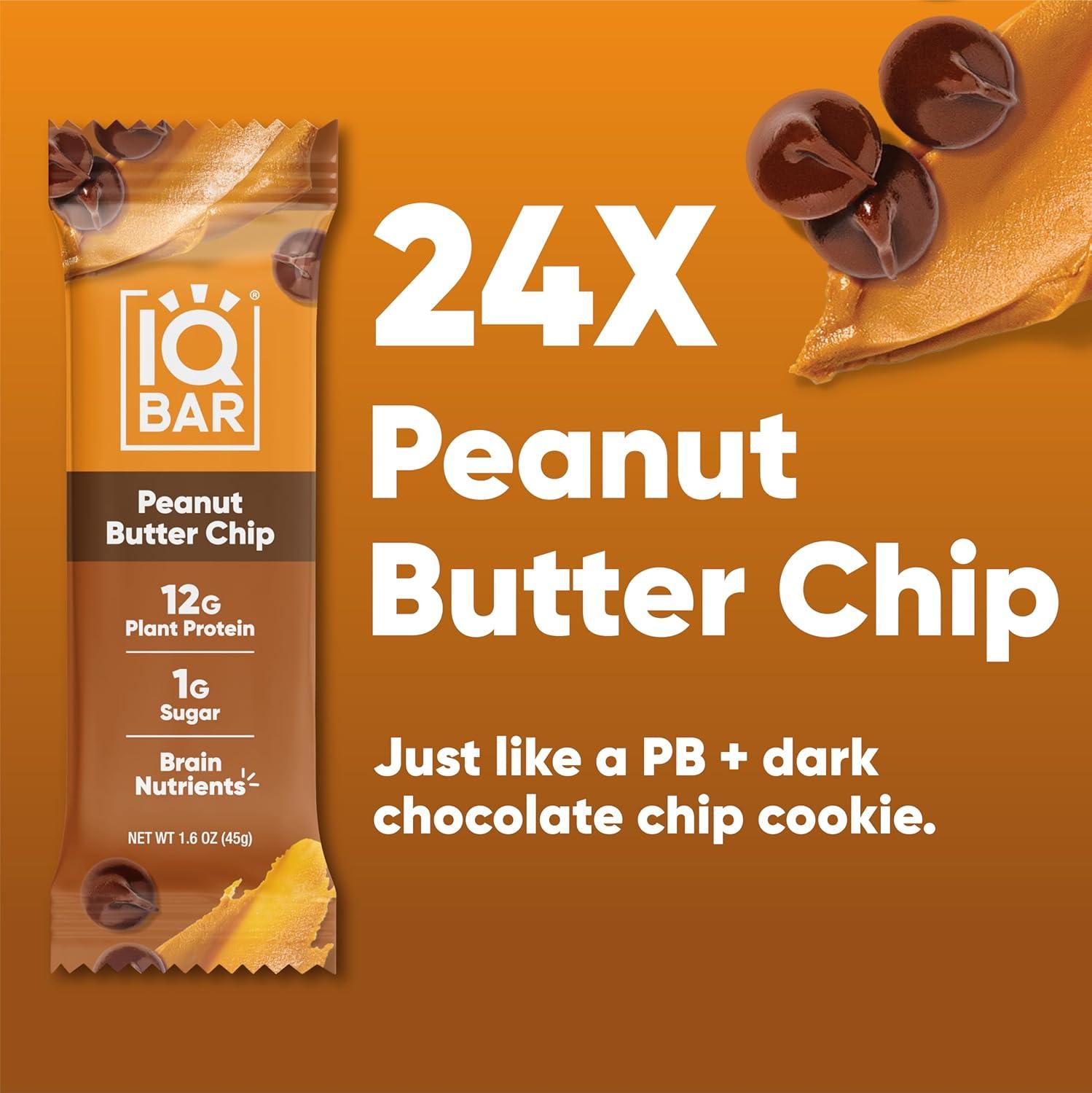 image:imageIQBAR Clean Plant Protein Bars Chocolate Mint Chip 12 Count Keto Vegan High Fiber Gluten and Dairy Free Low Sugar Snack Brain and Body Nutrients for Focus Energy Meal ReplacementPeanut Butter Chip