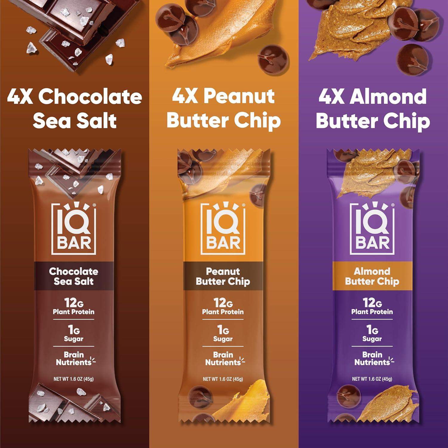 image:imageIQBAR Clean Plant Protein Bars Chocolate Mint Chip 12 Count Keto Vegan High Fiber Gluten and Dairy Free Low Sugar Snack Brain and Body Nutrients for Focus Energy Meal ReplacementChocolate Lovers Variety