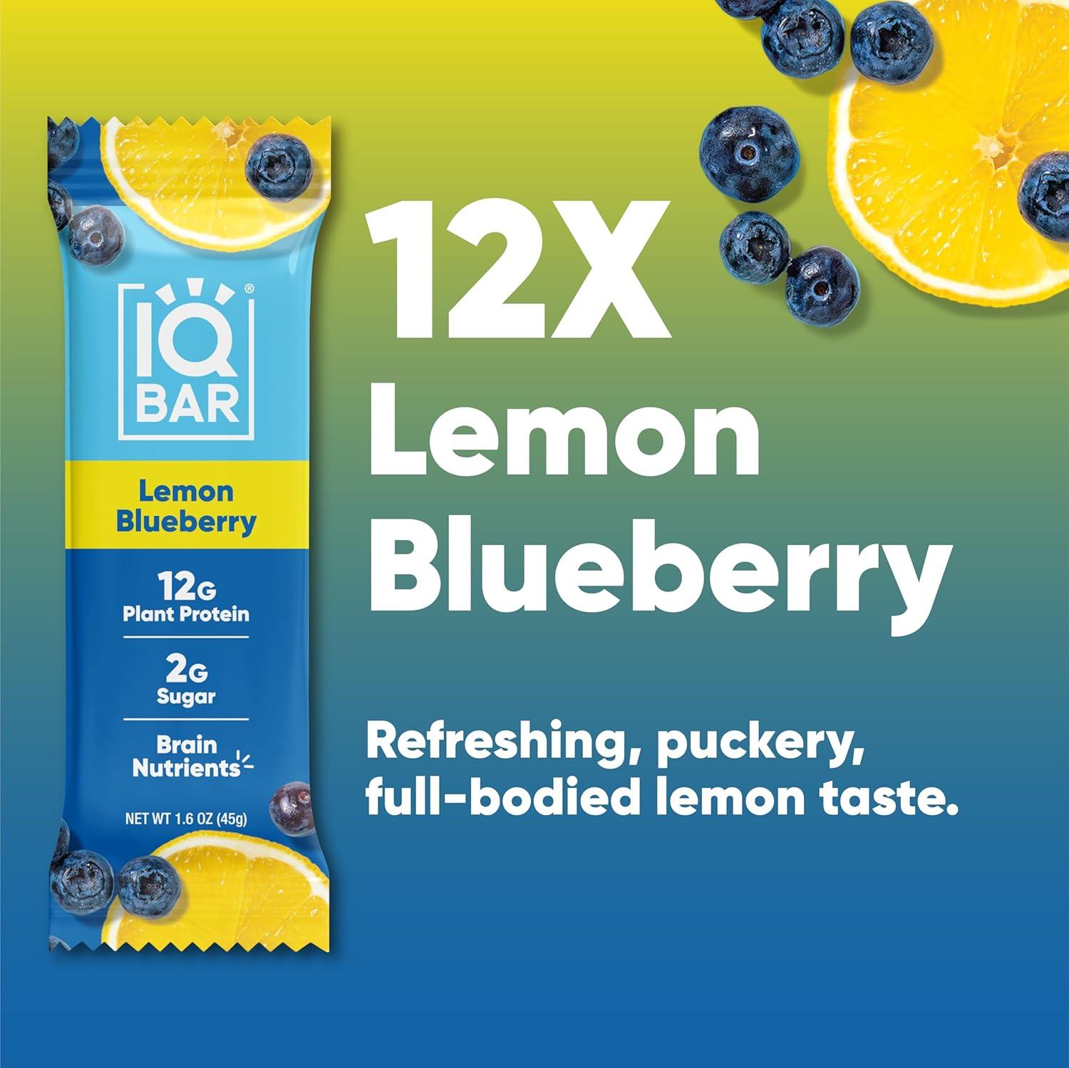 image:imageIQBAR Clean Plant Protein Bars Chocolate Mint Chip 12 Count Keto Vegan High Fiber Gluten and Dairy Free Low Sugar Snack Brain and Body Nutrients for Focus Energy Meal ReplacementLemon Blueberry