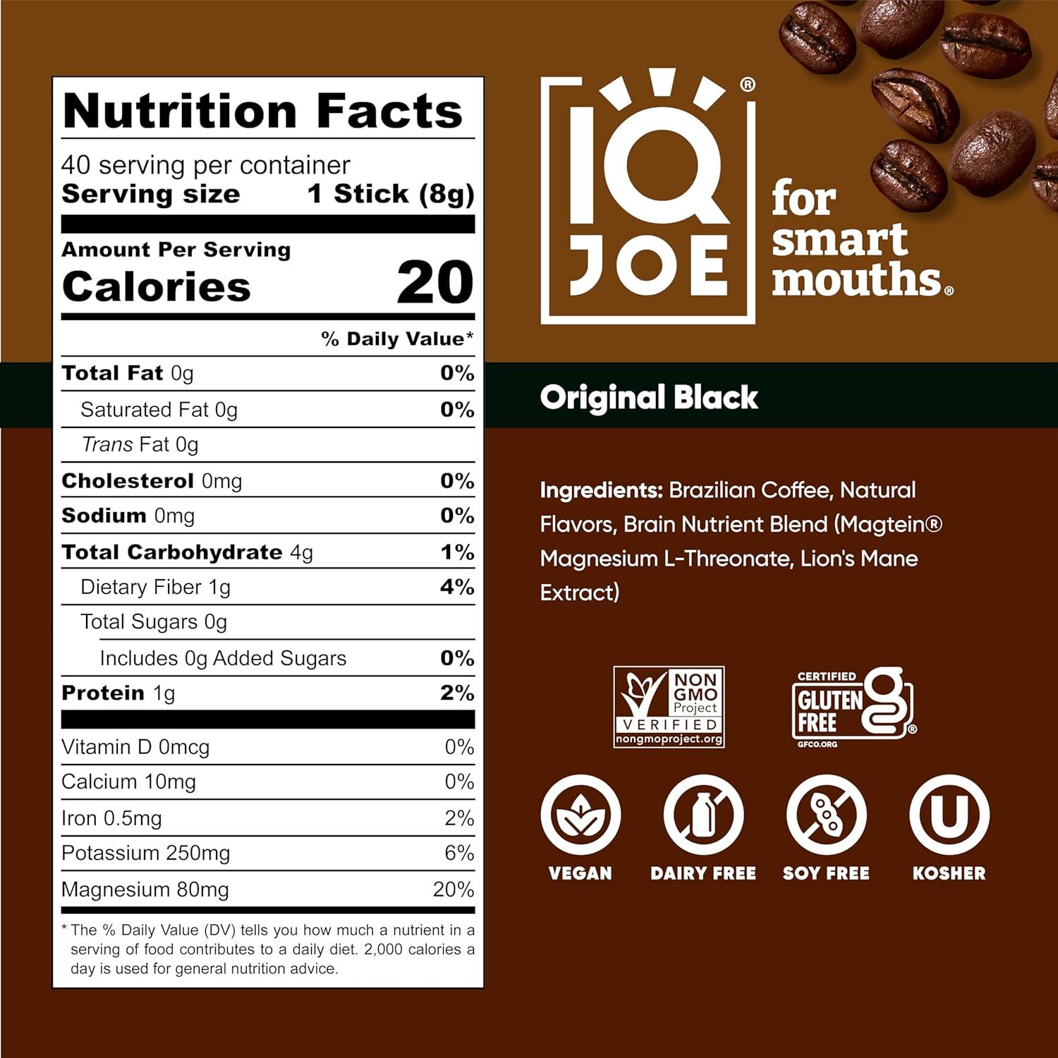 image:imageIQJOE Mushroom Coffee Packets Vanilla Spice 40 Stick Packs Lions Mane Magnesium LThreonate Adaptogens Instant Coffee for JitterFree Focus Clarity amp Energy Keto Vegan Zero SugarBlack