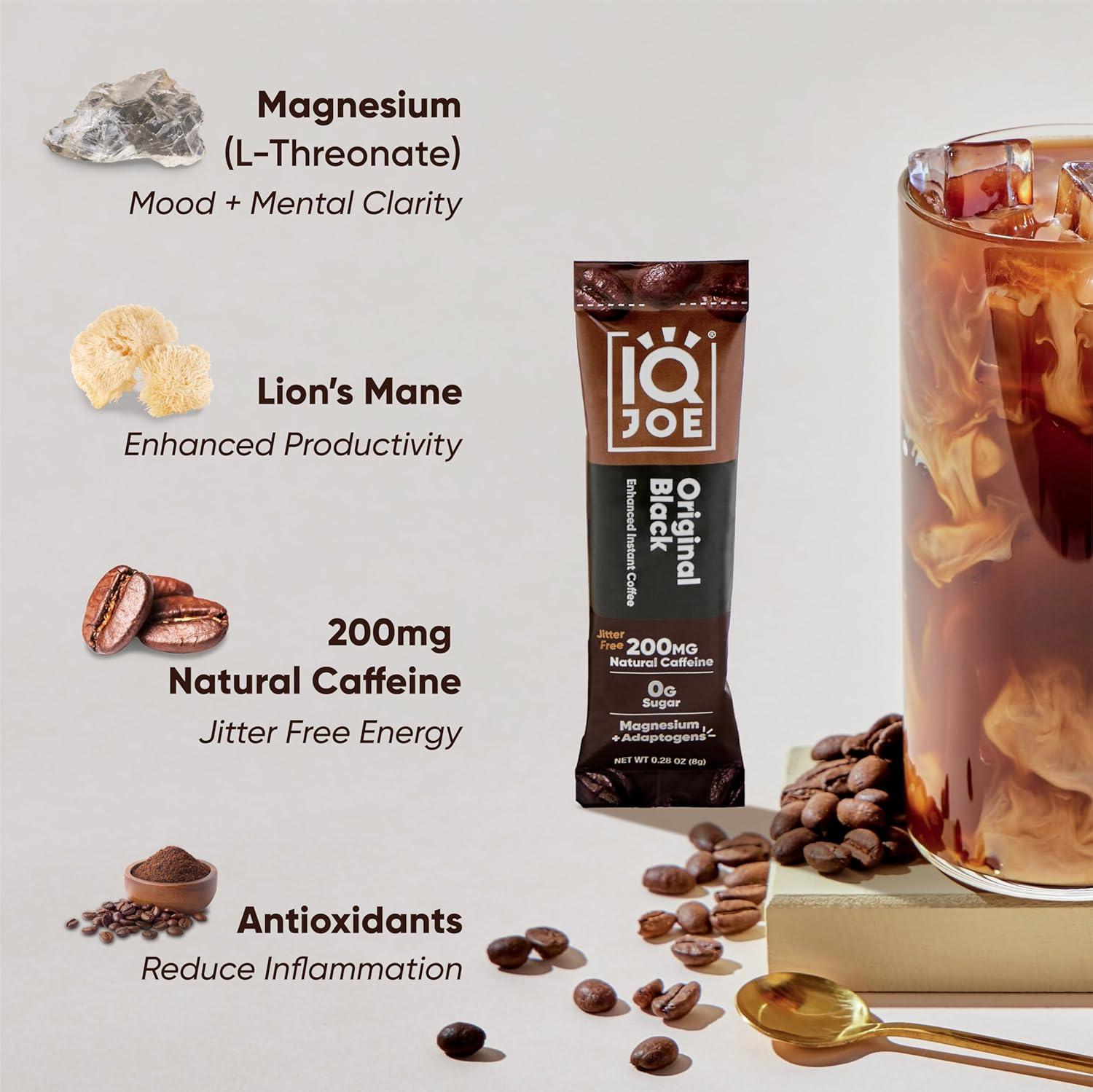 image:imageIQJOE Mushroom Coffee Packets Vanilla Spice 40 Stick Packs Lions Mane Magnesium LThreonate Adaptogens Instant Coffee for JitterFree Focus Clarity amp Energy Keto Vegan Zero SugarBlack