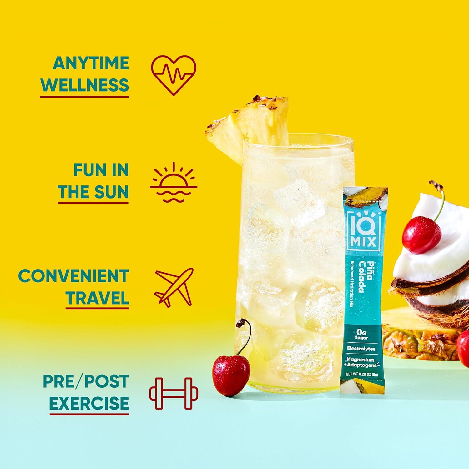 image:imageIQMIX Hydration Electrolyte Powder 4in1 Formula for Hydration Mental Clarity Mood and Recovery SugarFree Drink Mix Keto Magnesium LThreonate Lions Mane 40 Count Pia ColadaPia Colada