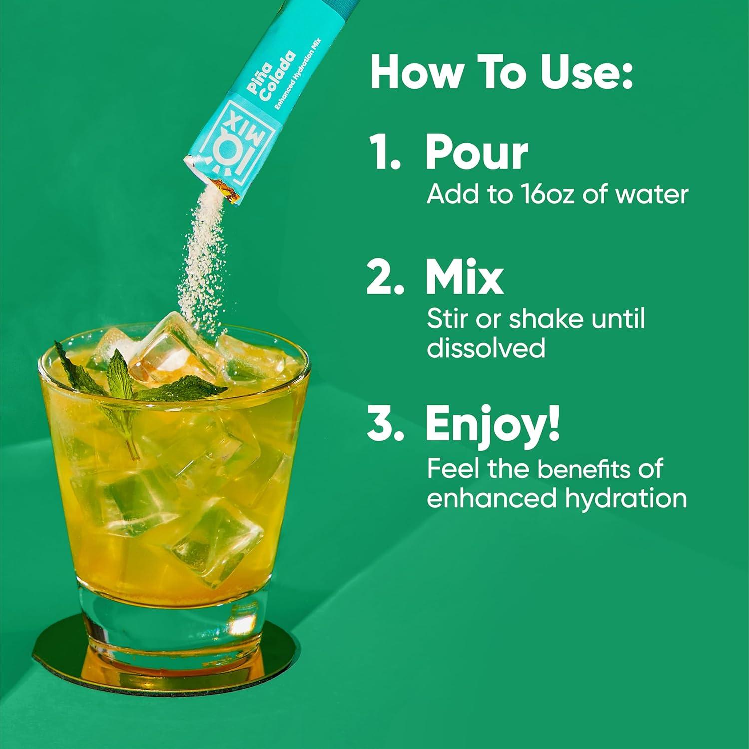 image:imageIQMIX Hydration Electrolyte Powder 4in1 Formula for Hydration Mental Clarity Mood and Recovery SugarFree Drink Mix Keto Magnesium LThreonate Lions Mane 40 Count Pia ColadaPia Colada