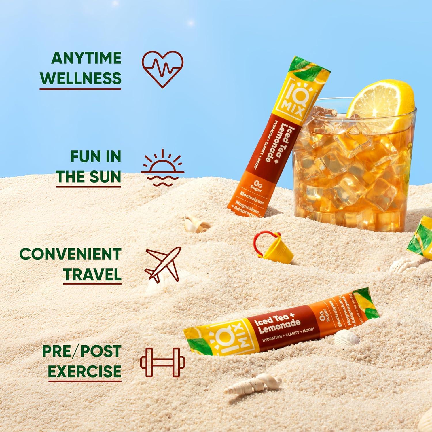 image:imageIQMIX Hydration Electrolyte Powder 4in1 Formula for Hydration Mental Clarity Mood and Recovery SugarFree Drink Mix Keto Magnesium LThreonate Lions Mane 40 Count Pia ColadaIced Tea Lemonade