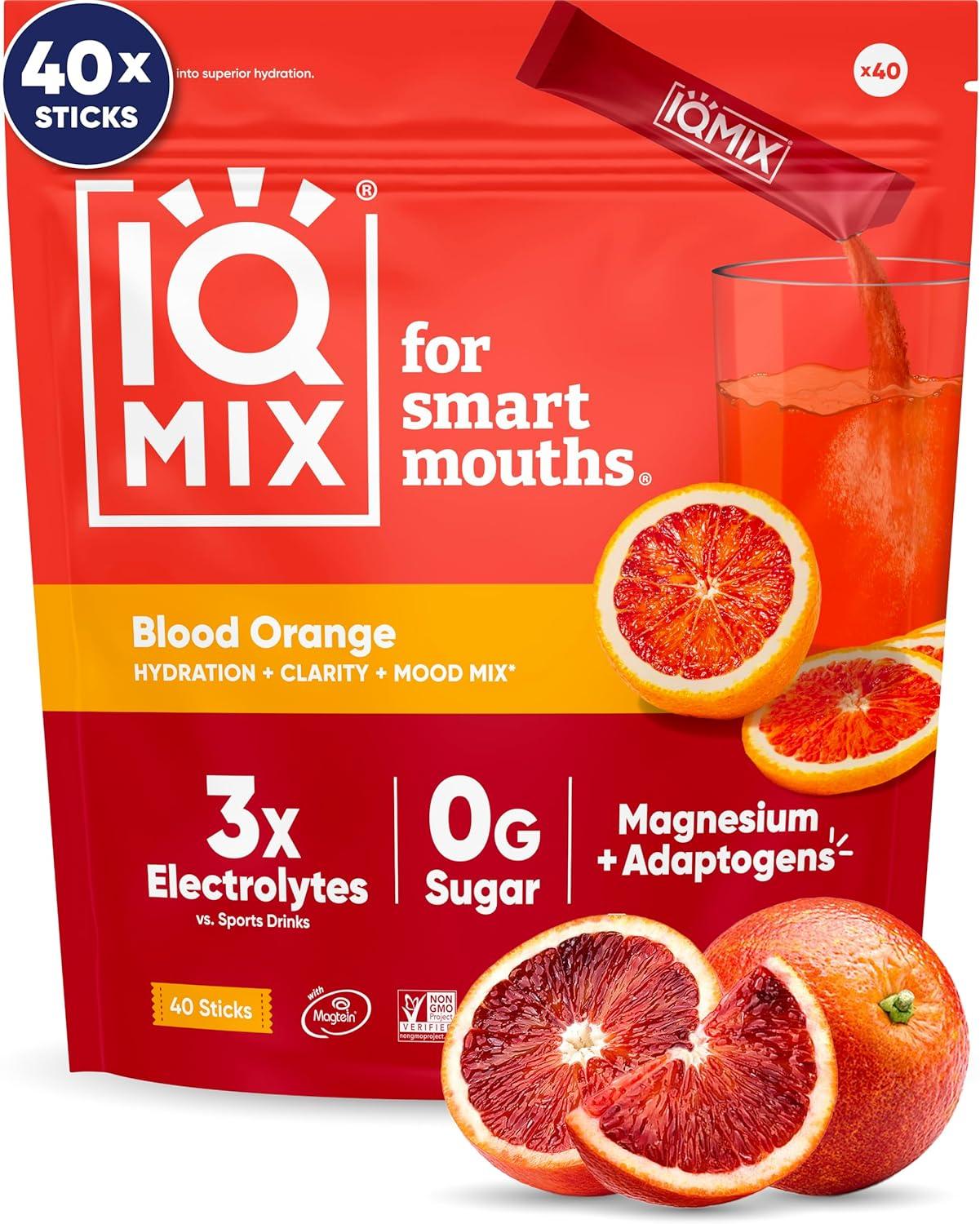 image:imageIQMIX Hydration Electrolyte Powder 4in1 Formula for Hydration Mental Clarity Mood and Recovery SugarFree Drink Mix Keto Magnesium LThreonate Lions Mane 40 Count Pia ColadaBlood Orange
