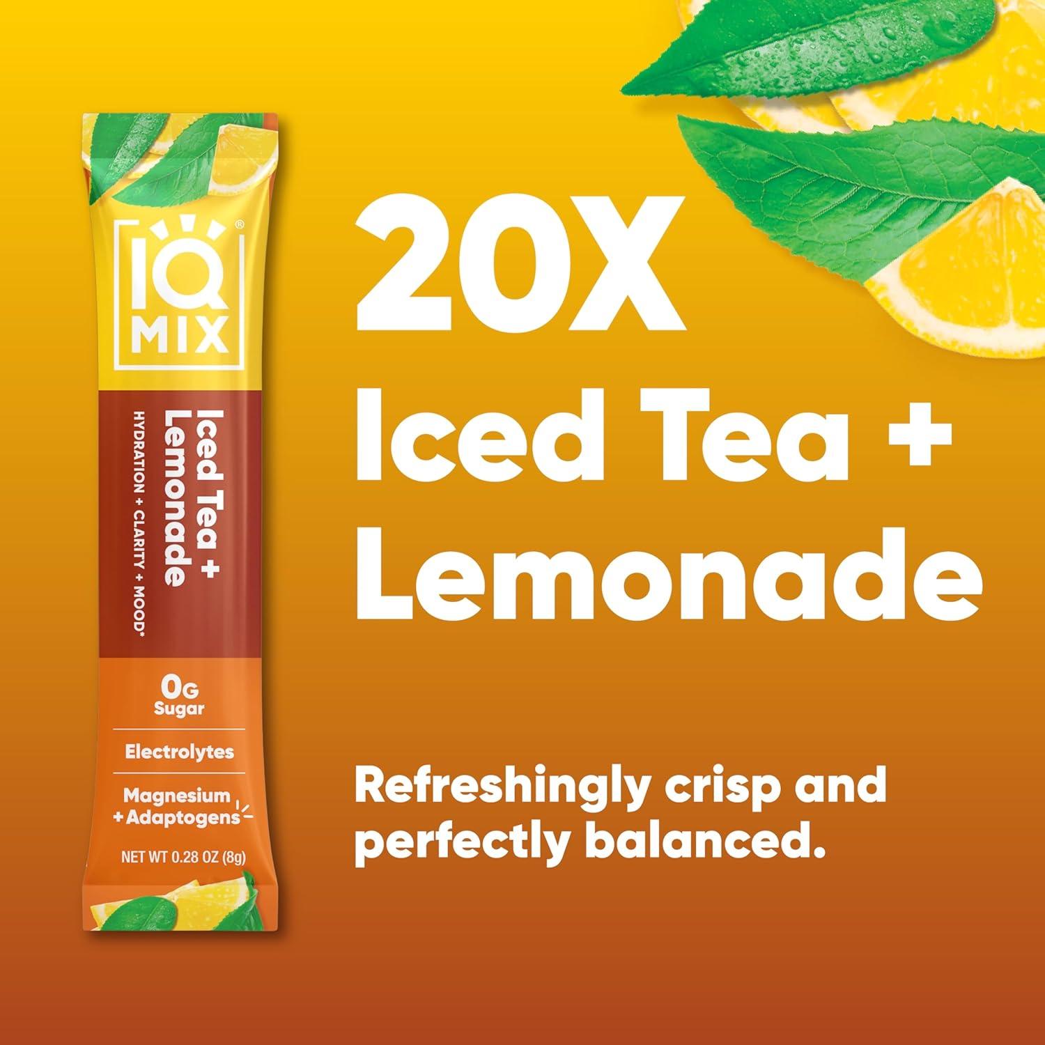 image:imageIQMIX Hydration Electrolyte Powder 4in1 Formula for Hydration Mental Clarity Mood and Recovery SugarFree Drink Mix Keto Magnesium LThreonate Lions Mane 40 Count Pia ColadaIced Tea Lemonade