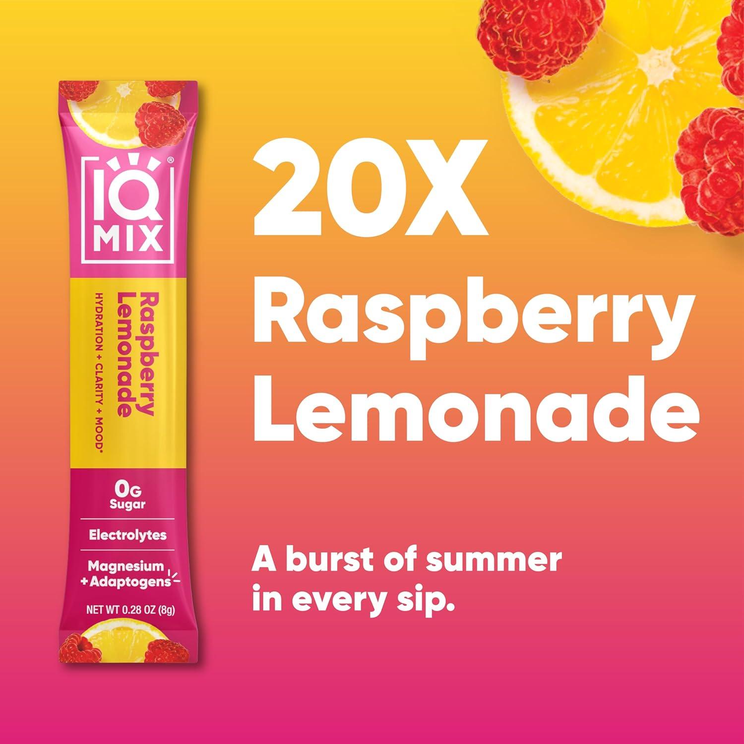 image:imageIQMIX Hydration Electrolyte Powder 4in1 Formula for Hydration Mental Clarity Mood and Recovery SugarFree Drink Mix Keto Magnesium LThreonate Lions Mane 40 Count Pia ColadaRaspberry Lemonade