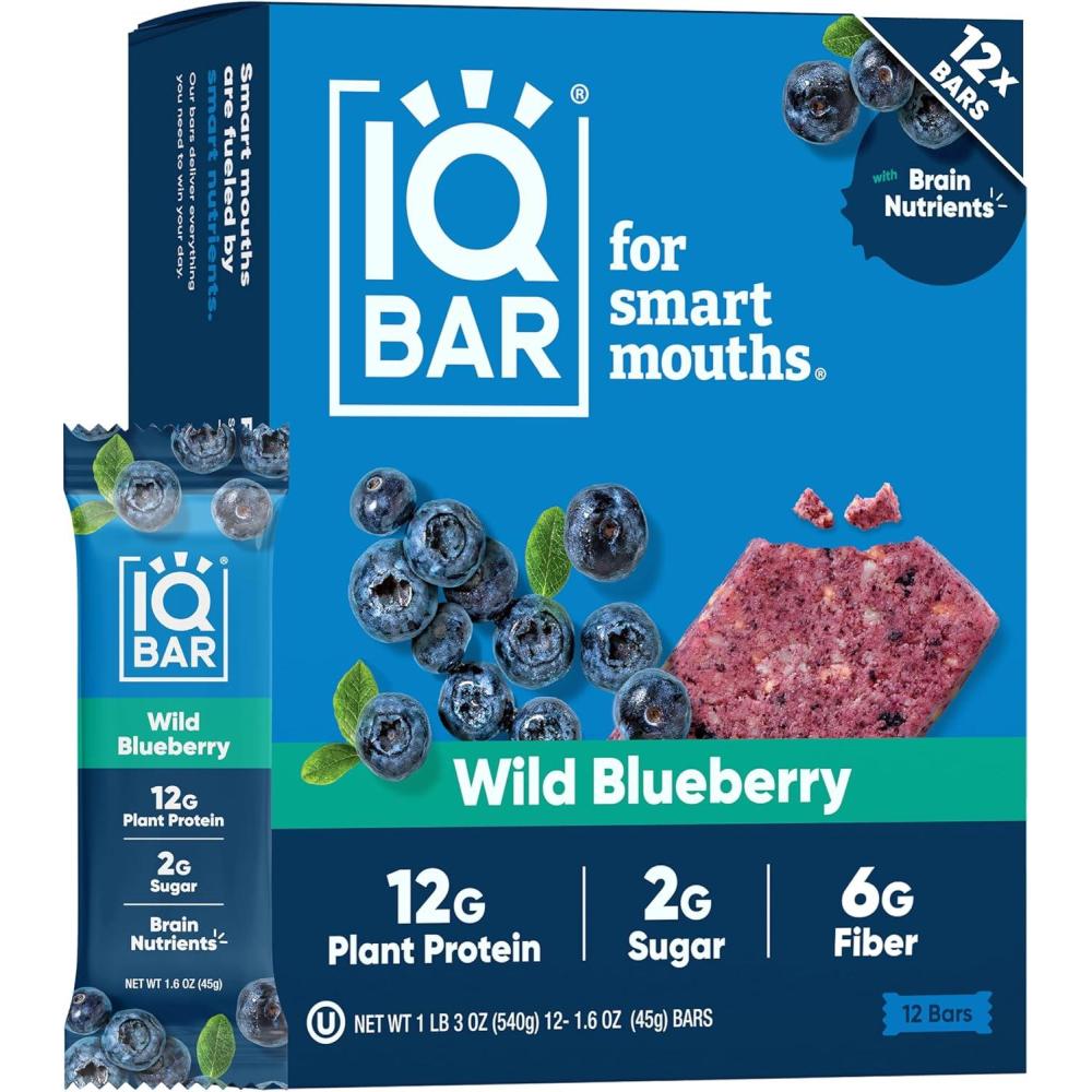 image:imageIQBAR Wild Blueberry Keto Bars Vegan Low Sugar 16 Ounces Pack Of 12Blueberry