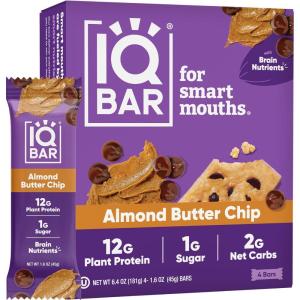 image:imageIQBAR Brain and Body Protein Bars  Chocolate Sea Salt Keto Bars  4 Count Energy Bars  Vegan SnackAlmond Butter