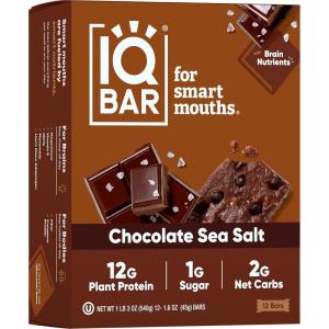 image:imageIQBAR Chocolate Sea Salt Keto Bars Vegan Low Sugar 16 Ounces Pack Of 1212 Count Pack of 1