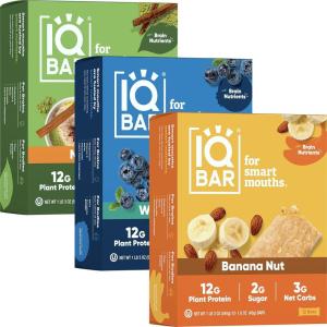 image:imageIQBAR Clean Plant Protein Bars  Banana Nut Matcha Chai Wild Blueberry 12 Count Bundle  Keto Vegan High Fiber Gluten and Dairy Free Low Sugar Snack  Brain and Body Nutrients for Focus Energy