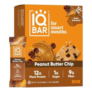 image:imageIQBAR Clean Plant Protein Bars  Chocolate Mint Chip  12 Count  Keto Vegan High Fiber Gluten and Dairy Free Low Sugar Snack  Brain and Body Nutrients for Focus Energy Meal ReplacementPeanut Butter Chip