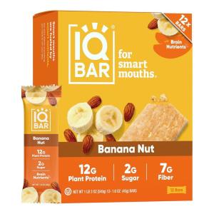 image:imageIQBAR Clean Plant Protein Bars  Chocolate Mint Chip  12 Count  Keto Vegan High Fiber Gluten and Dairy Free Low Sugar Snack  Brain and Body Nutrients for Focus Energy Meal ReplacementBanana Nut