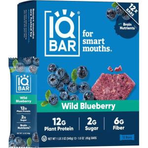 image:imageIQBAR Wild Blueberry Keto Bars Vegan Low Sugar 16 Ounces Pack Of 12Blueberry
