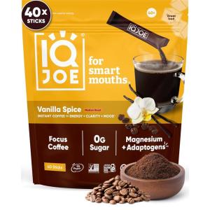 image:imageIQJOE Mushroom Coffee Packets  Vanilla Spice  40 Stick Packs  Lions Mane Magnesium LThreonate Adaptogens  Instant Coffee for JitterFree Focus Clarity amp Energy  Keto Vegan Zero SugarVanilla
