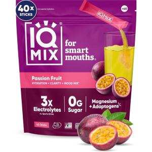 image:imageIQMIX Hydration Electrolyte Powder  4in1 Formula for Hydration Mental Clarity Mood and Recovery  SugarFree Drink Mix Keto Magnesium LThreonate Lions Mane  40 Count Pia ColadaPassion Fruit