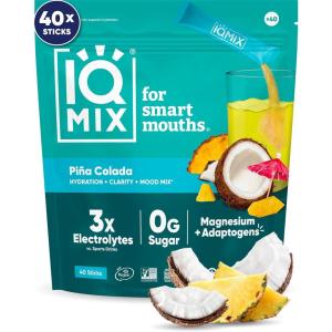 image:imageIQMIX Hydration Electrolyte Powder  4in1 Formula for Hydration Mental Clarity Mood and Recovery  SugarFree Drink Mix Keto Magnesium LThreonate Lions Mane  40 Count Pia ColadaPia Colada