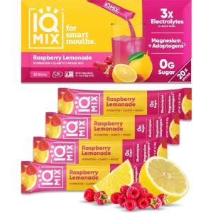 image:imageIQMIX Hydration Electrolyte Powder  4in1 Formula for Hydration Mental Clarity Mood and Recovery  SugarFree Drink Mix Keto Magnesium LThreonate Lions Mane  40 Count Pia ColadaRaspberry Lemonade
