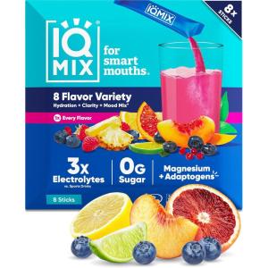 image:imageIQMIX Hydration Electrolyte Powder  4in1 Formula for Hydration Mental Clarity Mood and Recovery  SugarFree Drink Mix Keto Magnesium LThreonate Lions Mane  40 Count Pia ColadaAll Flavor Sampler